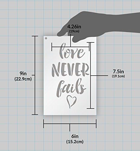 אהבה לעולם לא נכשלת בסטנסיל - מאת Studior12 | - תבנית Mylar לשימוש חוזר | ציור, גיר, מדיה מעורבת | אמנות קיר,